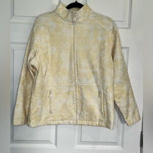 Euro Joy Women's Vintage Jacket w/ textured design - Size Medium - Yellow/White